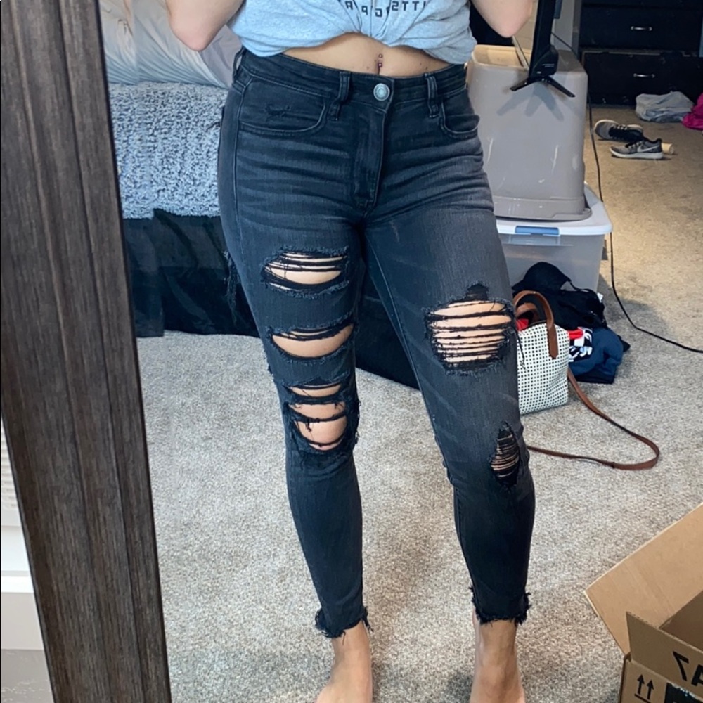 American Eagle destroyed denim black
